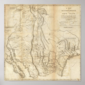 Póster Mapa de las provincias internas de Nueva España