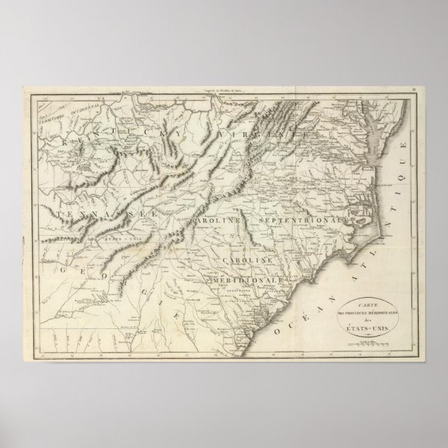 Póster Mapa de las provincias meridionales de los Estados (Frente)
