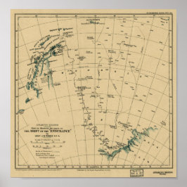 Póster Mapa de las regiones antárticas "La deriva de la r