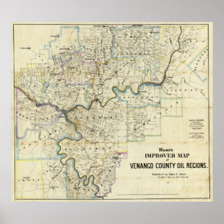 Póster Mapa de las regiones petroleras del condado de Ven