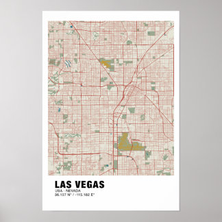 Póster Mapa de Las Vegas Poster - Nevada