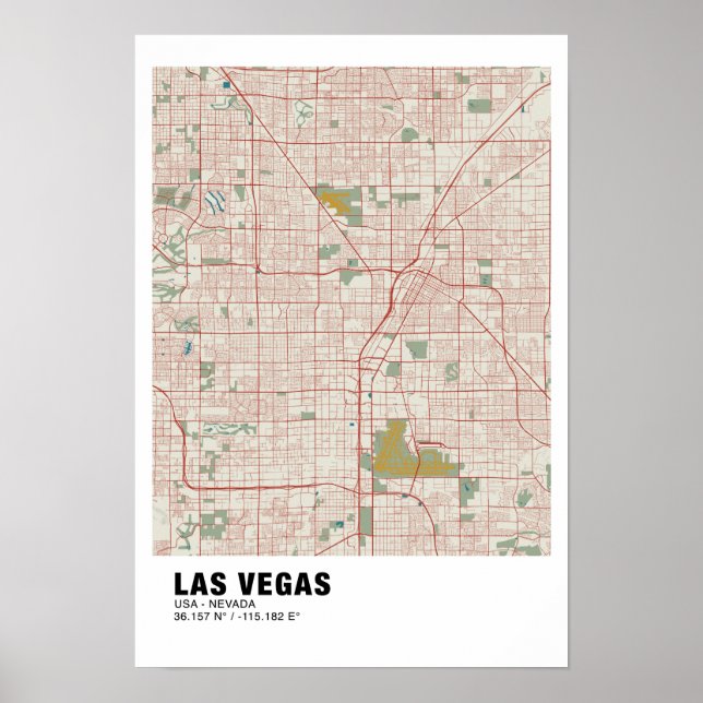 Póster Mapa de Las Vegas Poster - Nevada (Frente)