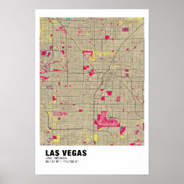 Póster Mapa de Las Vegas Poster - Nevada Colorful Map