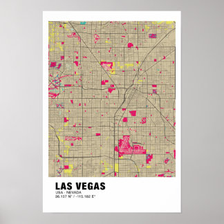 Póster Mapa de Las Vegas Poster - Nevada Colorful Map