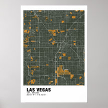 Mapa de Las Vegas Poster - Nevada Mapa Verde