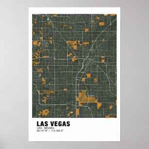 Póster Mapa de Las Vegas Poster - Nevada Mapa Verde
