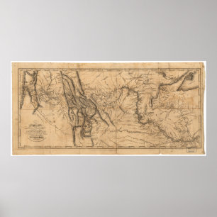 Póster Mapa de Lewis y Clark en América Occidental 1814