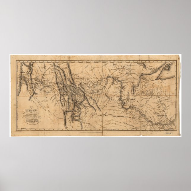 Póster Mapa de Lewis y Clark en América Occidental 1814 (Frente)