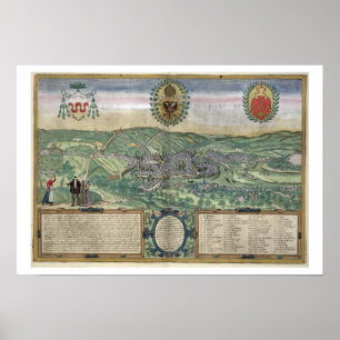 Póster Mapa de Lieja, de 'Civitates Orbis Terrarum' por G