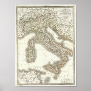 Póster Mapa de L'Italie - Italia