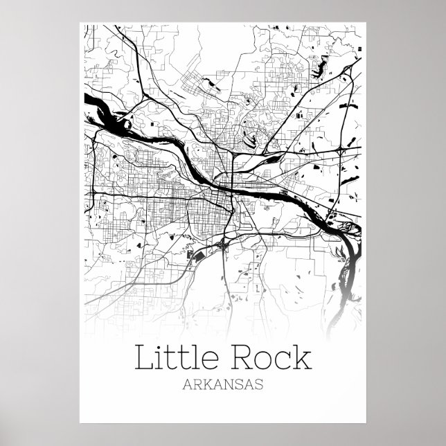 Póster Mapa de Little Rock - Arkansas - Poster de Mapa de (Frente)