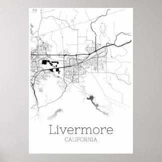 Póster Mapa de Livermore - California - Poster de Mapa de