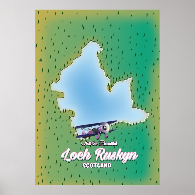 Póster Mapa de Loch Ruskyn Scotland (Frente)