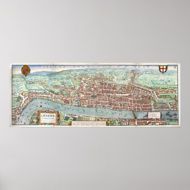Póster Mapa de Londres 1560 (Frente)