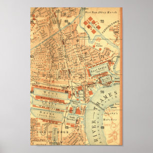 Póster Mapa de Londres vintage