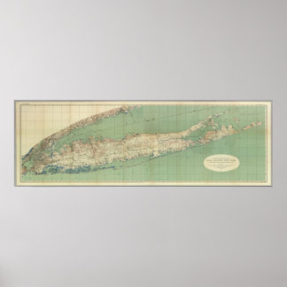 Póster Mapa De Long Island