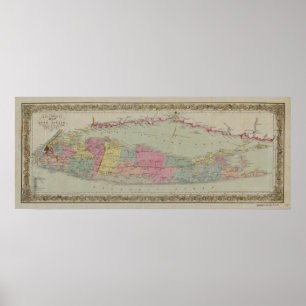 Póster Mapa de Long Island, Nueva York, 1857