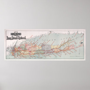 PÓSTER MAPA DE LONG ISLAND RAILROAD 1895