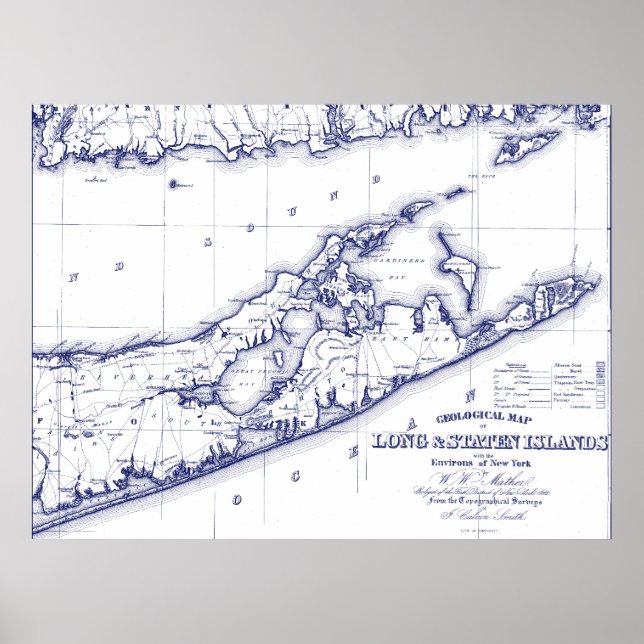Póster Mapa de Long Island The Hamptons VC (Frente)