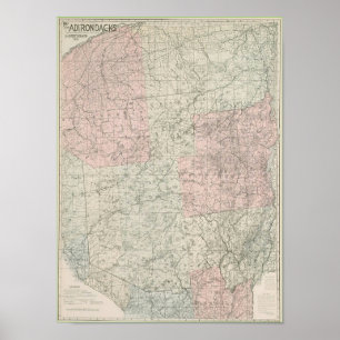 Póster Mapa de los Adirondacks de 1912