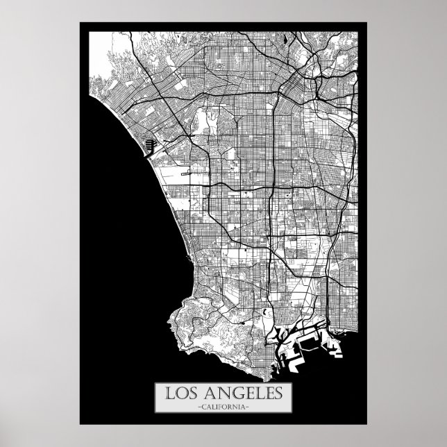 Póster Mapa de Los Ángeles California (Frente)