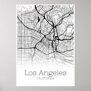 Póster Mapa de Los Ángeles - California CA - poster del
