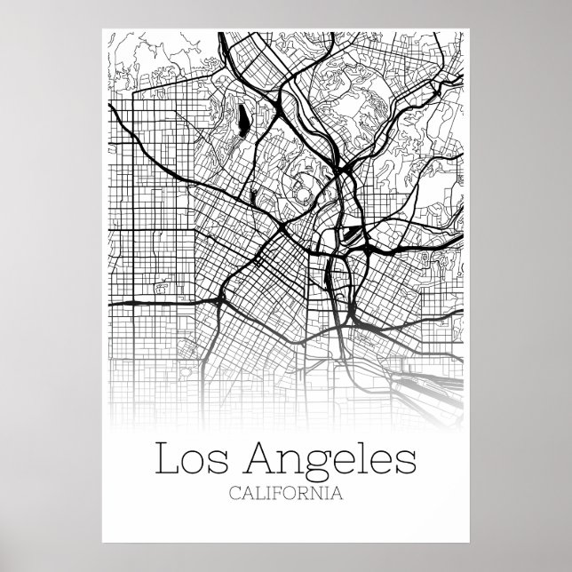 Póster Mapa de Los Ángeles - California CA - Poster del M (Frente)