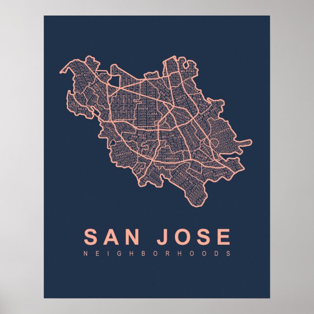 Póster Mapa de los barrios de San José (Frente)