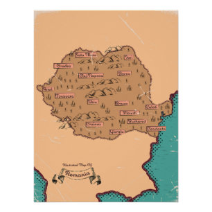 Póster Mapa de los condados de la vieja Rumania