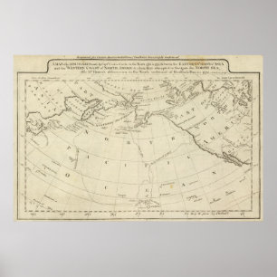 Póster Mapa de los descubrimientos realizados por Cook y