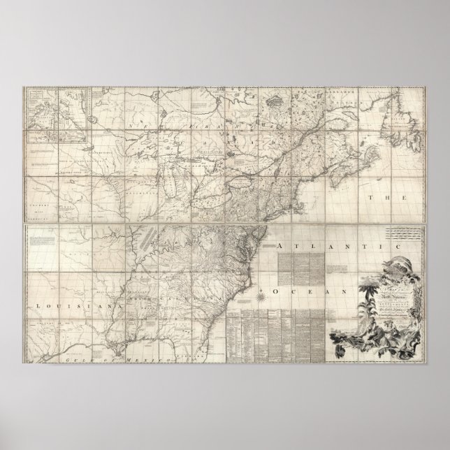 Póster Mapa de los dominios británico y francés (Frente)
