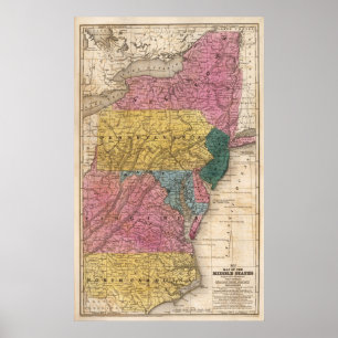 Póster Mapa de los Estados del Medio