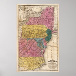 Póster Mapa de los Estados del Medio