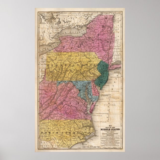 Póster Mapa de los Estados del Medio (Frente)