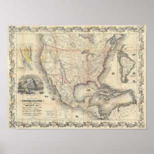 Póster Mapa de los Estados Unidos
