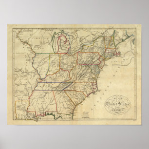 Póster Mapa de los Estados Unidos