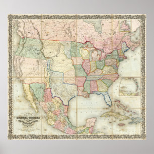 Póster Mapa de los Estados Unidos