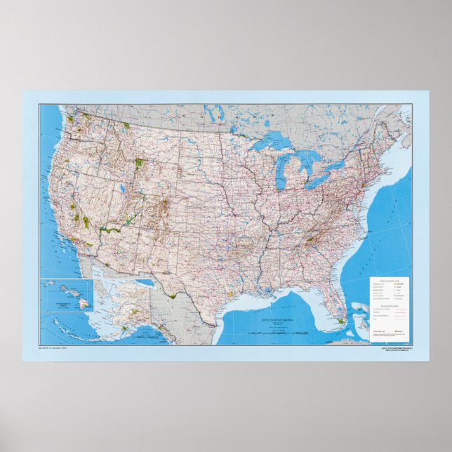 Póster Mapa de los Estados Unidos (Frente)