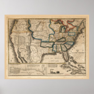 Póster Mapa de los Estados Unidos (1831)