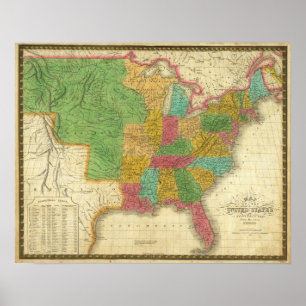 Póster Mapa de los Estados Unidos 2