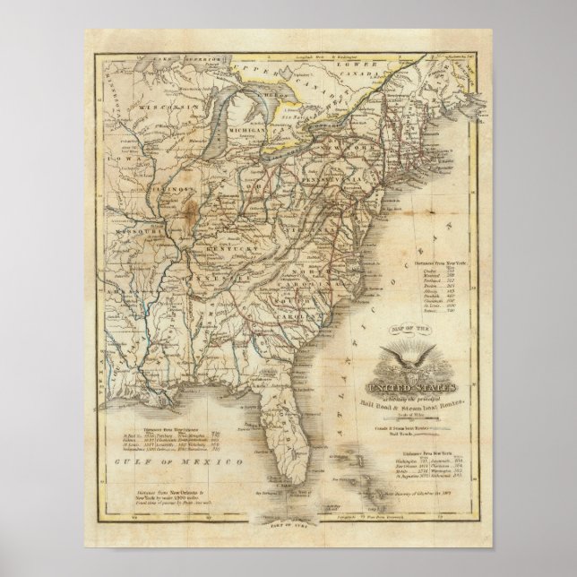 Póster Mapa De Los Estados Unidos 3 (Frente)