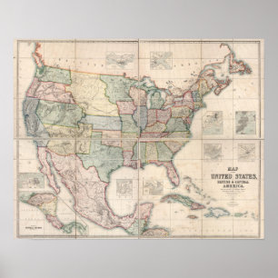 Póster Mapa de los Estados Unidos 3