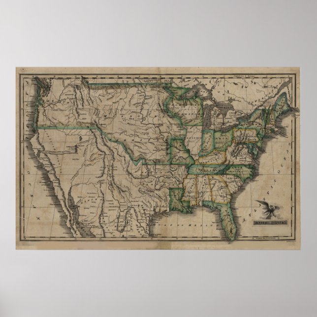 Póster Mapa de los Estados Unidos de 1823 (Frente)