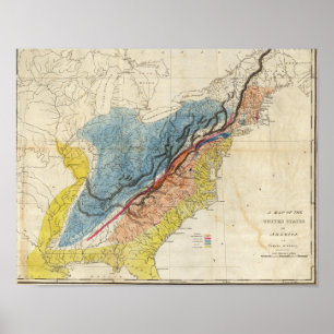 Póster Mapa de los Estados Unidos de América