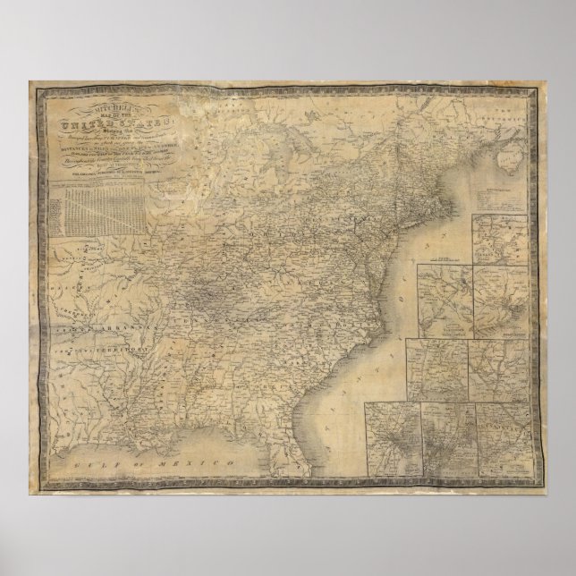 Póster Mapa de los Estados Unidos de Mitchell (Frente)