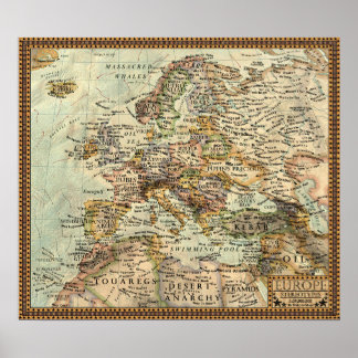 Póster Mapa de los estereotipos - Europa