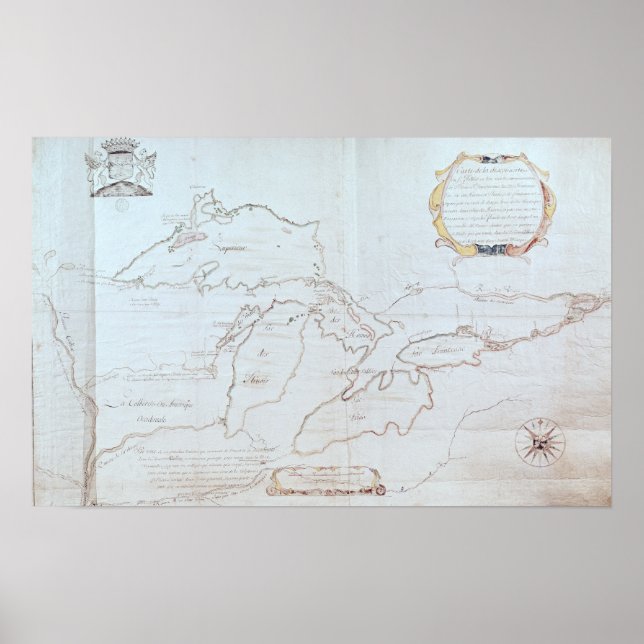 Póster Mapa de los Grandes Lagos (Frente)