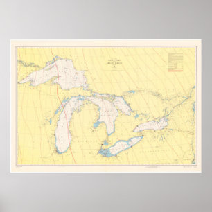 Póster Mapa de los Grandes Lagos (1966)