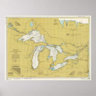 Póster Mapa de los Grandes Lagos (1979)