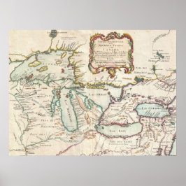 Póster Mapa de los Grandes Lagos de Francia